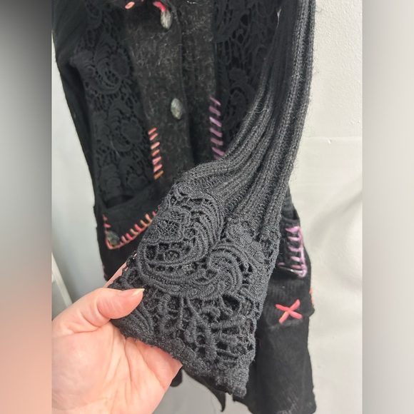 Felicity wool mohair cardigan unique embroidered sweater vintage - Picture 6 of 10